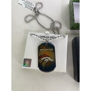 Denver Broncos Dog Tag Necklace Stainless Steel NFL Licensed with Gift Box